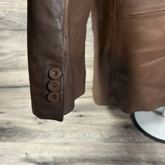 Apt 9 Leather blazer Brown Men's size 42R jacket leather sport coat - Picture 4 of 12